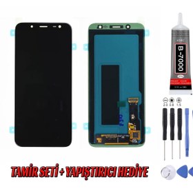 Resim Genos Samsung J600 J6 Lcd Ekran Tft A Kalite (ışık Ayarlı) Siyah Montaj Kiti Hediye 