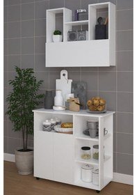 Resim Angela Mikrodalga Fırın Dolabı Çok Amaçlı Dolap Beyaz 