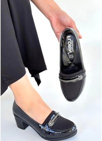 Resim Yoer Siyah Rugan Dolgu Topuk Ayakkabı Çok Renkli 