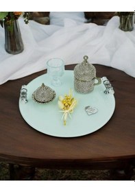 Resim Cherish Söz Tepsisi Ve Damat Kahve Fincan Tepsisi Gümüş Gümüş 