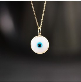 Resim Glorria Altın Beyaz Nazar Boncuğu Kolye 