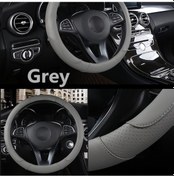 Resim Spor Tarzı Kontrast Renk Kaymaz Terleme İyi Nefes Alabilir Pu Deri 15 İnç Araba Direksiyon Simidi Kılıfı Koruyucu 