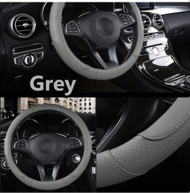 Resim Spor Tarzı Kontrast Renk Kaymaz Terleme İyi Nefes Alabilir Pu Deri 15 İnç Araba Direksiyon Simidi Kılıfı Koruyucu 