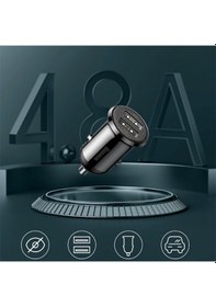 Resim Baseus Grain Pro Dual Usb 4.8A Max Çıkışlı Hızlı Araç Şarj Başl Siyah 