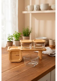 Resim Bernardo Lunaya 3'lü Bambu Standlı Kahvaltılık Büyük Boy Bambu 