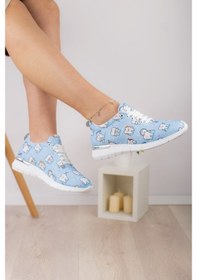 Resim Keten Mavi Diş Desenli Ortopedik Spor Ayakkabı Mavi 