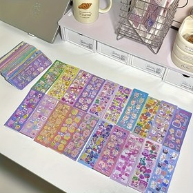 Resim 100 Adet Sevimli Karikatür Sticker Paketi - Açık Renk Guka Scrapbook Çıkartmaları, Y2K Tarzı, Parlak Yüzey, Kendinden Yapışkanlı DIY El İşleri ve Parti Dekorasyonları İçin Uygun 