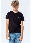 Resim Siyah Siyah At Gümüş At Baskılı Unisex Çocuk Siyah Tshirt 