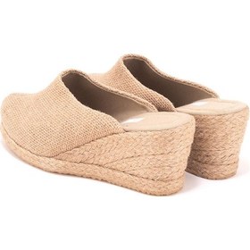 Resim Star Tombis Naturel Hasır Sabo Terlik Gerçek Elişi Burnu Kapalı El Işi Kadın Keten Günlük Terlik Handmade Çok Renkli 