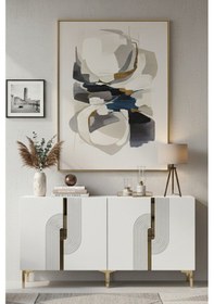 Resim Ka1804bg Meyra180 Konsol, Kahve Köşesi, Tv Sehpası Beyaz-gold 180cm Beyaz-gold 