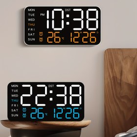 Resim Büyük Dijital Duvar Saati, 21.49 cm, LED Alarm Saati Büyük Rakamlarla, DST, Çift Alarm, 3 Seviye Parlaklık - Sıcaklık Göstergesi Dahil, USB Güçlü, Oturma Odası, Yatak Odası, Sınıf Dekoru, Yatak Odası Duvar Saati İçin Mükemmel | Modern Duvar Saati | Dayanıklı Plastik Saat 