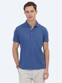 Resim Lacivert Polo Yaka Pamuk Karışımlı T-Shirt 