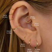 Resim 3 adet Minimalist Stil 16G Paslanmaz Çelik Menteşeli Küçük Halka Küpeler, Dikişsiz Burun Septum ve Dudak Halkaları, Kıkırdak Helix Uyuyanlar, 18K Altın Kaplama, Günlük Giyim Vücut Piercing Takı Seti - 6/8/10mm 
