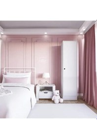 Resim Daisy 45 Cm Beyaz Tek Kapılı Elbise Dolabı - Gardırop Beyaz 