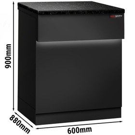 Resim Kasa Bankosu TORONTO - 600mm - Siyah Ön Panel - Siyah Granit Çalışma Tezgahı 