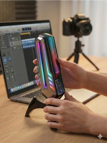 Resim Elyvra Rgb Usb Masaüstü Mikrofon Oyun Canlı Yayın Karaoke Konferans Siyah 