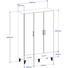 Resim Oslo Gardırop - Antrasit 