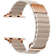 Resim Makstechnology Watch Ultra 49mm Uyumlu Krd-78 Pu Deri Kordon Strap Kayış Clo- Krem 