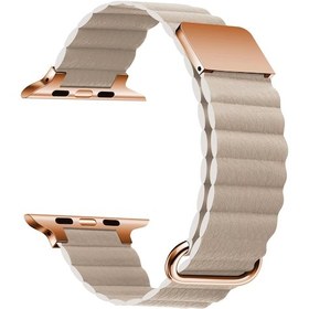 Resim Makstechnology Watch Ultra 49mm Uyumlu Krd-78 Pu Deri Kordon Strap Kayış Clo- Krem 