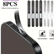Resim 4/5/8 Parça Set / Siyah/Gümüş/Karışık, Yeni Ultra İnce Metal Telefon Hoparlör Toz Kapağı, iPhone 16/15/14 Serisi Uyumlu – Yağ ve Toza Karşı Koruma Stickerları, Şarj Portu Koruyucu, Telefon Toz Tıkacı 
