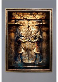 Resim Antik Mısır Desenli Dijital Baskılı Kadife Kumaş Çerçeveli Tablo Tbl0060 