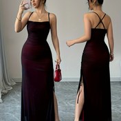 Resim Kadınlar İçin Dört Mevsim Şık Yüksek Esneklikli File Desenli Sırtı Açık Çok Yönlü Uzun Kollu Parti Elbisesi 