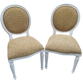 Resim Bengimobilya Sandalye Madalyon Kayın Torna Ayak Parlak Beyaz Boya Kalite Keten (501868569) 