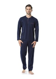 Resim Erkek Uzun Kollu Penye Pijama Lacivert 