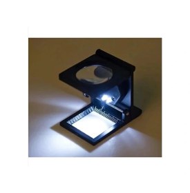 Resim 28x28 Mm Katlanır Sayaçlı Metal Lüp, 2 Led Işıklı Büyüteç Tekstil Th9005a 