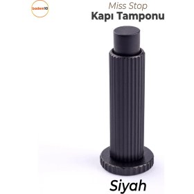 Resim Kapı Stoperi Tamponu Çizgili Siyah Vidalı Metal Tutacağı Tutucu Kapı Arkası Duvar Kolu Stopu Takozu 