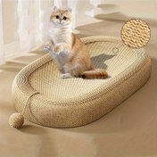 Resim Dayanıklı Oval Kedi Tırmalama Direği ile Kapalı Yatak Çerçevesi - Dayanıklı Sisal Halat, Çöp Olmayan, Sıcak Polar Astar, Etkileşimli Top Oyuncak - Sağlıklı Tırmalama, Kış Eğlencesi, Kedi Severler İçin Mükemmel Hediye, 6 Festivite Uygun, Dokuma Desen Tasarımı, Dayanıklı Malzeme 
