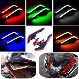 Resim 2 Adet Motosiklet Ön Rüzgar Deflektörleri LED Işıklı Spoiler Kanatlar - Cafe Racer Scrambler Uyumlu, 6 Renk Seçeneği (Kırmızı/Yeşil/Mavi/Beyaz/Turuncu/Mor), Kolay Montaj & Sabit Güç Kaynağı, Offroad Bisiklet, Dinamik Görünüm, Sağlam Tasarım, Bisiklet Aksesuarları, Bisiklet Yapıcılar İçin 