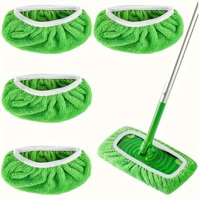 Resim 4 adet Tekrar Kullanılabilir Mop Bezleri - Makine Yıkanabilir ve Uzun Ömürlü, Islak ve Kuru Temizlik için Yüksek Emici, Kolay Temizlenebilir Düz Mop Kapakları, Temizlik Gereksinimleri 