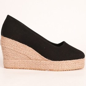 Resim Siyah Platformlu Keten Espadril Dolgu Topuk Siyah 