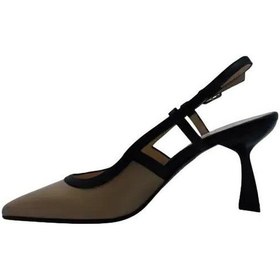 Resim Poletto Hakiki Deri Toprak-sıyah Ayakkabı Stiletto 9839 64-1129 Bej 