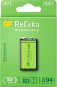 Resim RECYKO 9 VOLT - 200 MAH NI-MH ŞARJLI PİL GP20R8H-2E1-(GPRHV208R075) GP