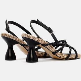 Resim Butterfly Kadın Siyah Kordonlu Topuklu Sandalet Siyah 