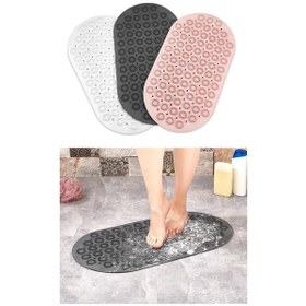Resim Masajlı Vantuzlu Banyo & Duş Kaydırmazı Paspası Gri 69 x 37 CM Gri 