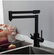 Resim Mutfak Evye Bataryası Dual Flow Su Arıtma Çıkışlı Katlanır Siyah. 