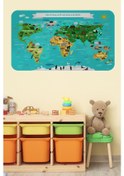 Resim Eğitici Dünya Haritası Dünya Atlası Çocuk Ve Bebek Odası Duvar Sticker-60x105-3780 - Renkli Çok Renkli 