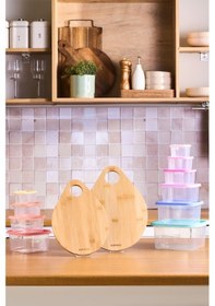 Resim Karaca Damla 12 Parça Saklama Kabı ve Kesme Tahtası 