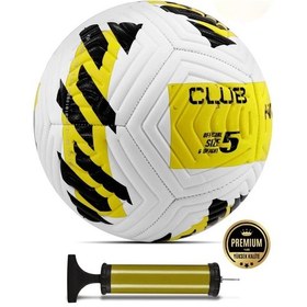 Resim Sarı Yeni Desenli Futbol Topu 4 Astarlı No:5 480 Gr + Pompa Hediyeli X507 Sarı - Beyaz 