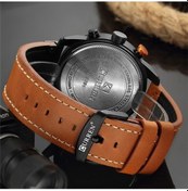 Resim Prestigegoods M8291 Curren Beyaz Mavi Deri Erkek Kronograf Kol Saati - Su Geçirmez Tam Takvim Altın 