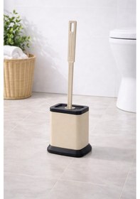 Resim Tuvalet Fırçası Standlı, Modern Banyo Wc Temizleme Fırçası Kare Bej S-220 Bej 