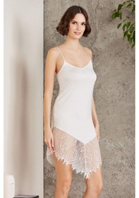 Resim Pierre Cardin 4015 Penye Dantelli Gecelik Ve Sabahlık Takım Ekru 