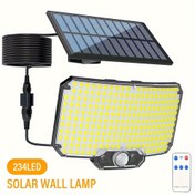 Resim 234 LED Hareket Sensörlü Güneş Duvar Lambası - Ayarlanabilir Parlaklık, Kızılötesi Uzaktan Kumanda, 3 Mod, Patio, Veranda, Kamp ve Arka Bahçe için İdeal, Kolay Kurulum, Enerji Tasarruflu Tasarım, Uzaktan Kumandalı Aydınlatma | Çok Yönlü Duvar Lambası | Hareket Aktive Aydınlatma 