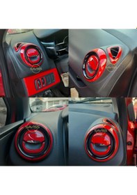 Resim Renault Clio4 Double Teyp uyumlu Full Set Kırmız Torpido Konsol Maun Kaplama (Kırmızı) 