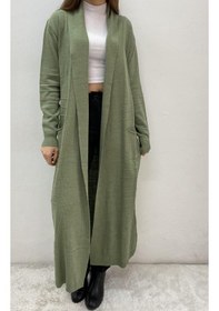Resim Onno Style Woman Spor Triko Uzun Hırka Haki 
