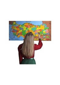 Resim Renkli Türkiye Haritası Manyetik Yapıştırıcı Gerektirmeyen Duvar Stickerı 118 Cm 56 Cm Çok Renkli 