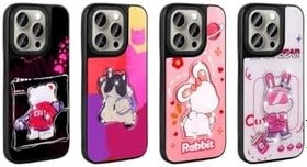 Resim M.TK moveteck İphone 15 Pro Max Kılıf Sevimli Ayıcık Tasarımlı Karakterli Kabartmalı 3Boyutlu Yumuşak Silikon, Siyah, Tek Ebat, amas-15promax-siyah 